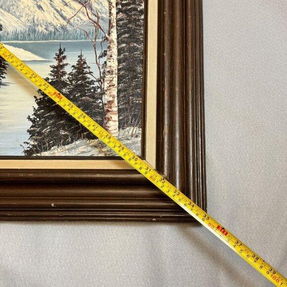 Vintage 1982 "Winter Mountain" Original Oil Painting by Hazel Steven 27" x 23" - Picture 15 of 16